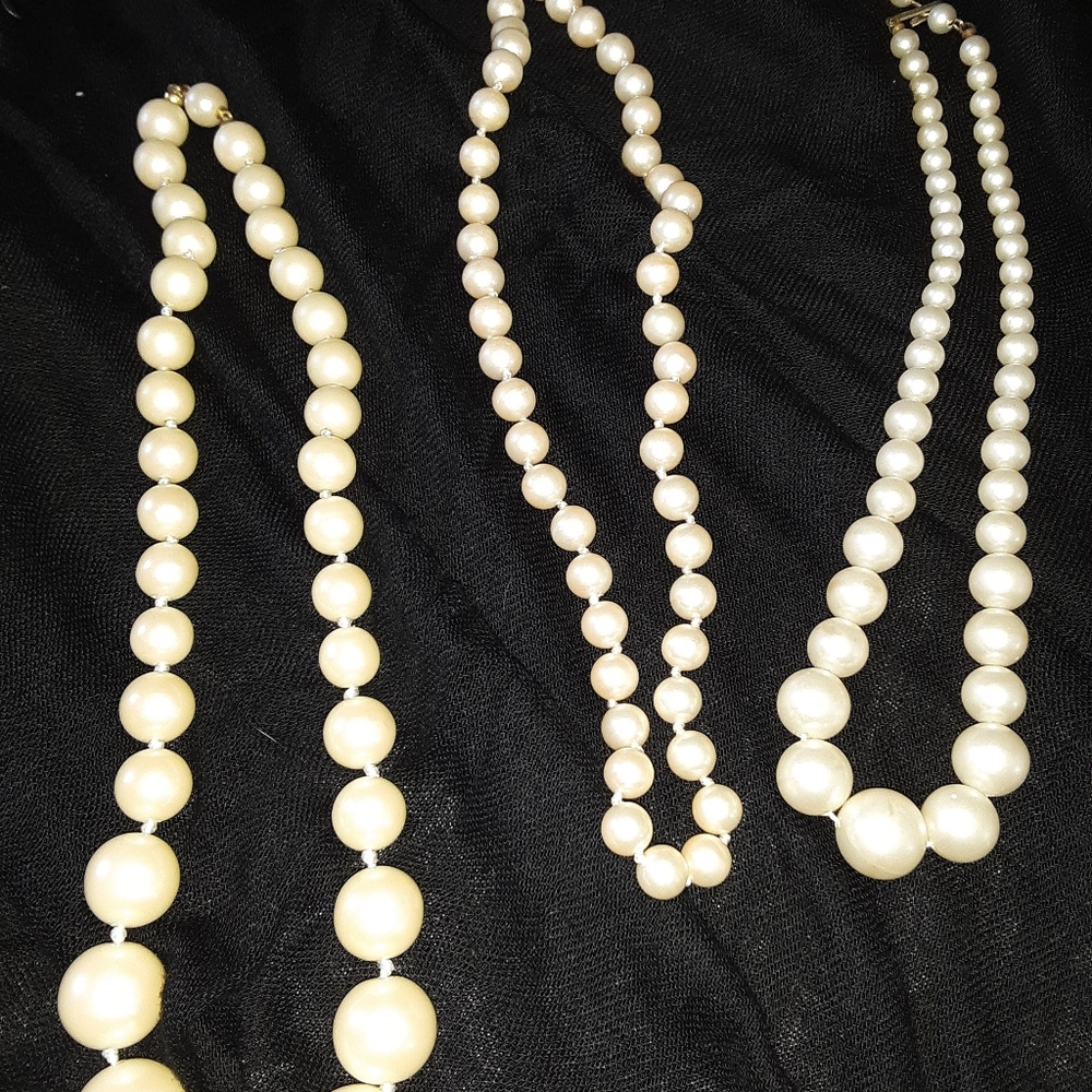 Faux pearl necklaces